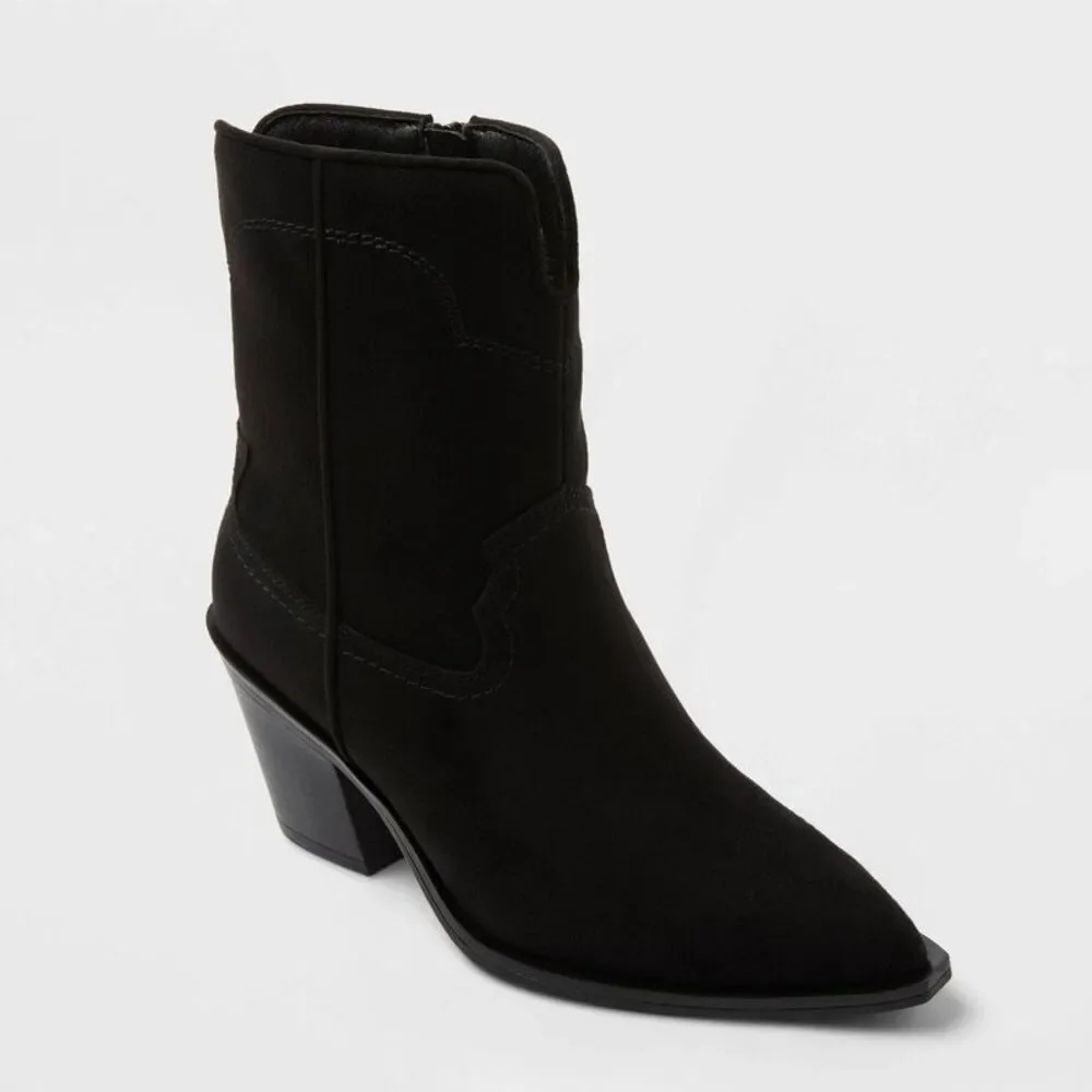 Women’s Dallas Ankle Western Bootie with Memory Foam Insole – Black 7